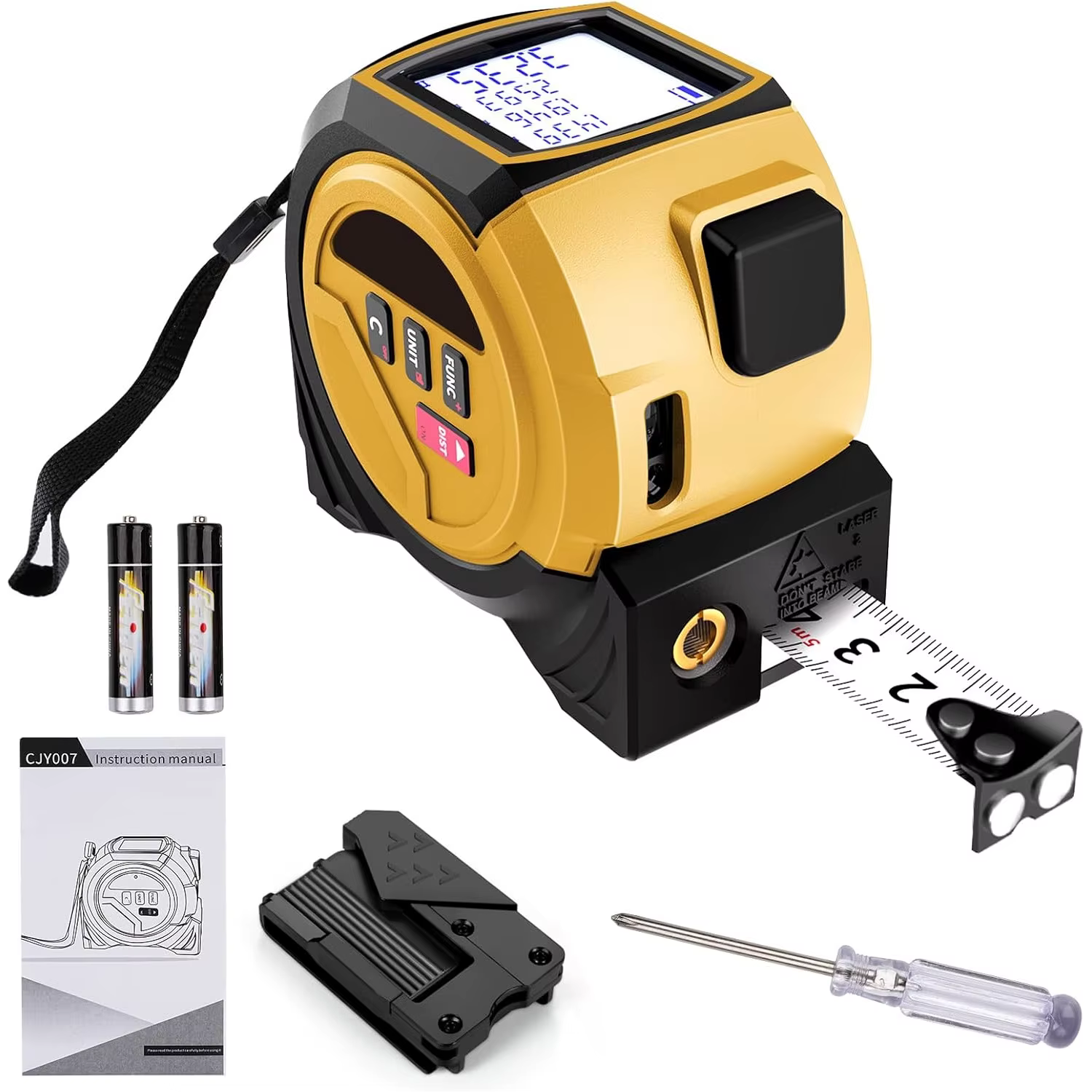 Télémètre laser 3-en-1, 40m laser + 5m ruban, multi-modes M/pouces/pieds, pour Pythagore, distance, 