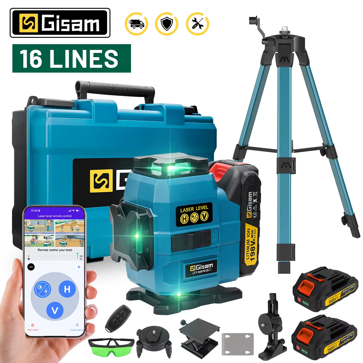Gami 16 lignes 4D niveau Laser 360 Laser verticaux et horizontaux professionnel Super puissance fais