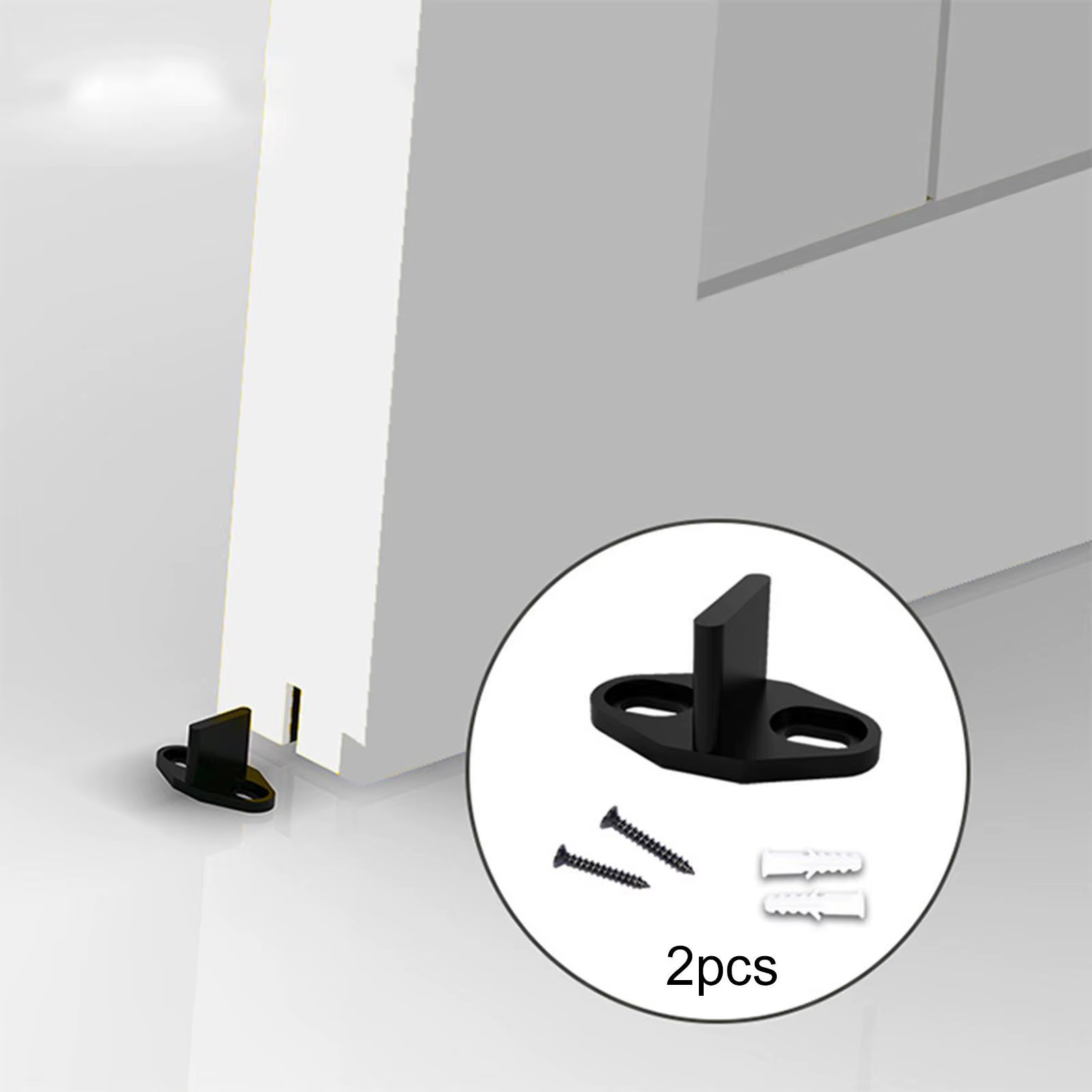 2 guides de porte coulissante, silencieux et fluides, fixation au sol, avec vis, pour porte basse ba