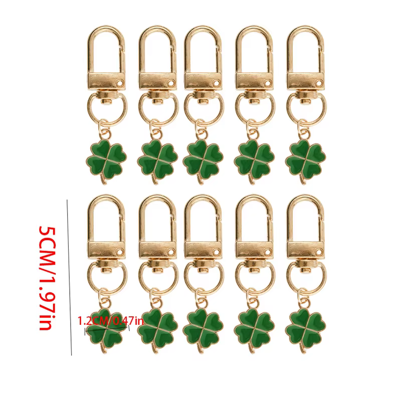 Porte-clés trèfle vert, 10 pièces, mignon, breloque de sac, en alliage de voiture, cadeau de fête, b