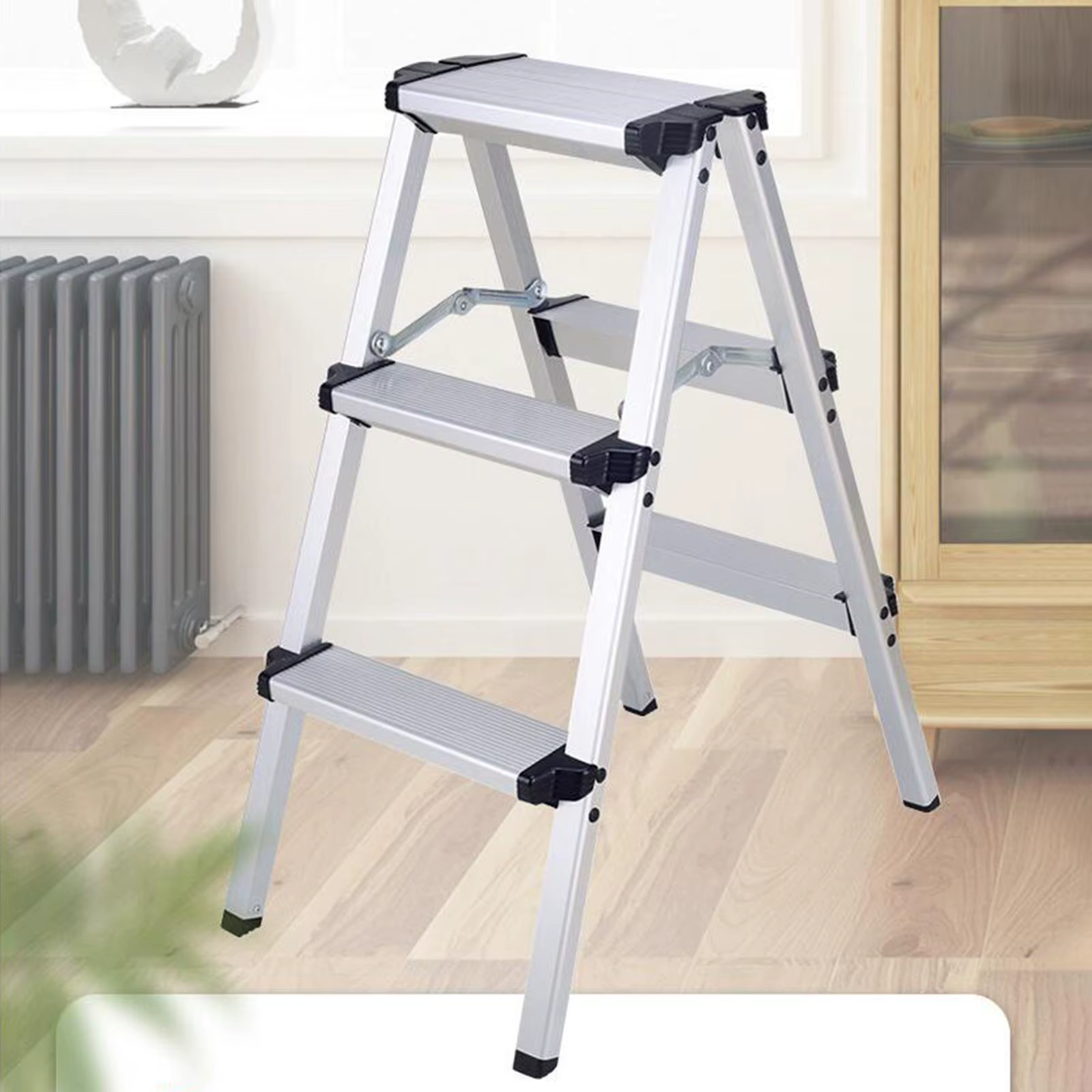 Tabouret à 3 marches, échelles à chevrons, étagère de rangement, échelles pliantes en alliage d'alum