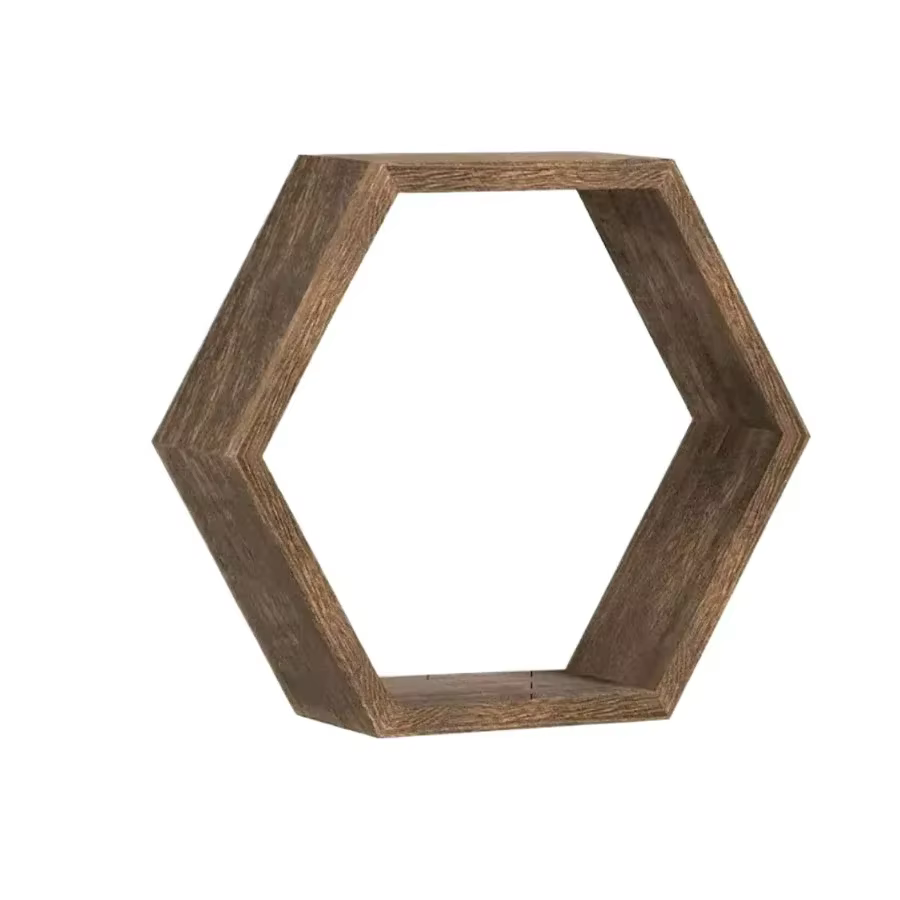 Nouvel arrivage : Ensemble d'étagères flottantes hexagonales et unités de rangement murales en bois 