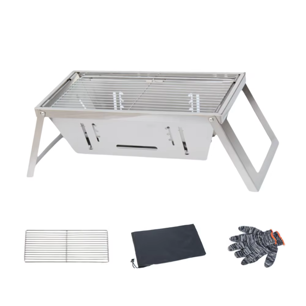 Barbecue pliable en acier inoxydable Réglage de la chaleur réglable Grille extensible Barbecue antir