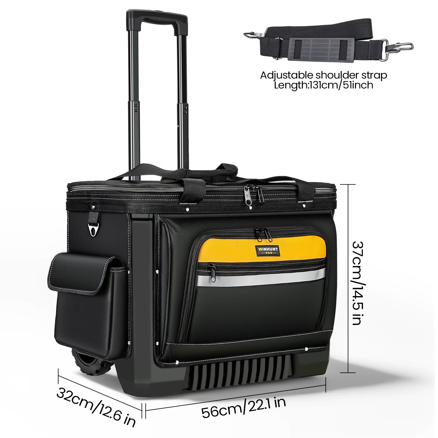 Sac à outils roulant, sac à outils avec roulettes, organisateur de rangement portable, fourre-tout à