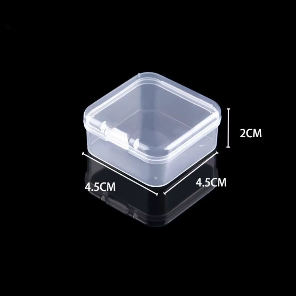 Boîte de rangement carrée transparente pour petits objets, étui à bijoux, conteneur de perles, boîte