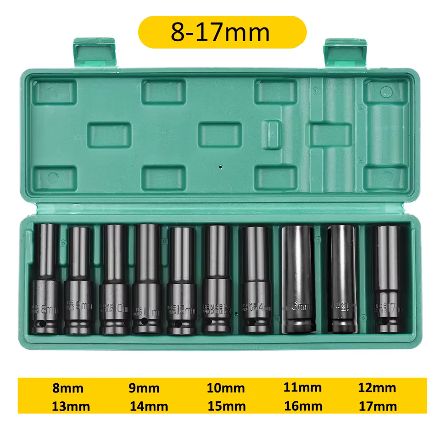 Jeu de douilles à chocs 6 points, 1/2 pouce, 10-20 pièces/jeu, tailles métriques 8-32 mm, en acier a