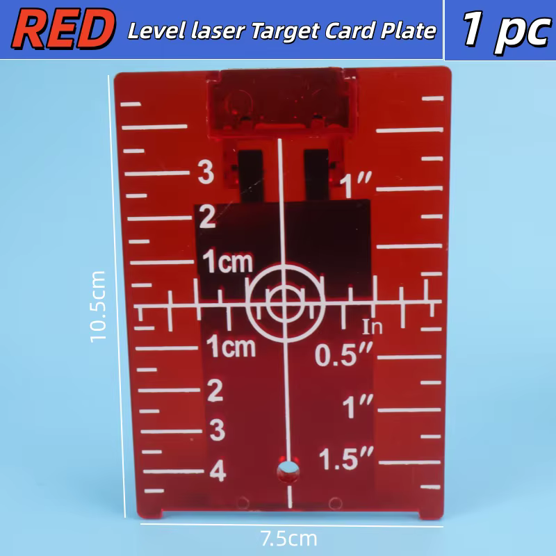 Plaque de nivellement laser avec ligne rouge/verte pour fixation murale et au sol (pouces/cm)