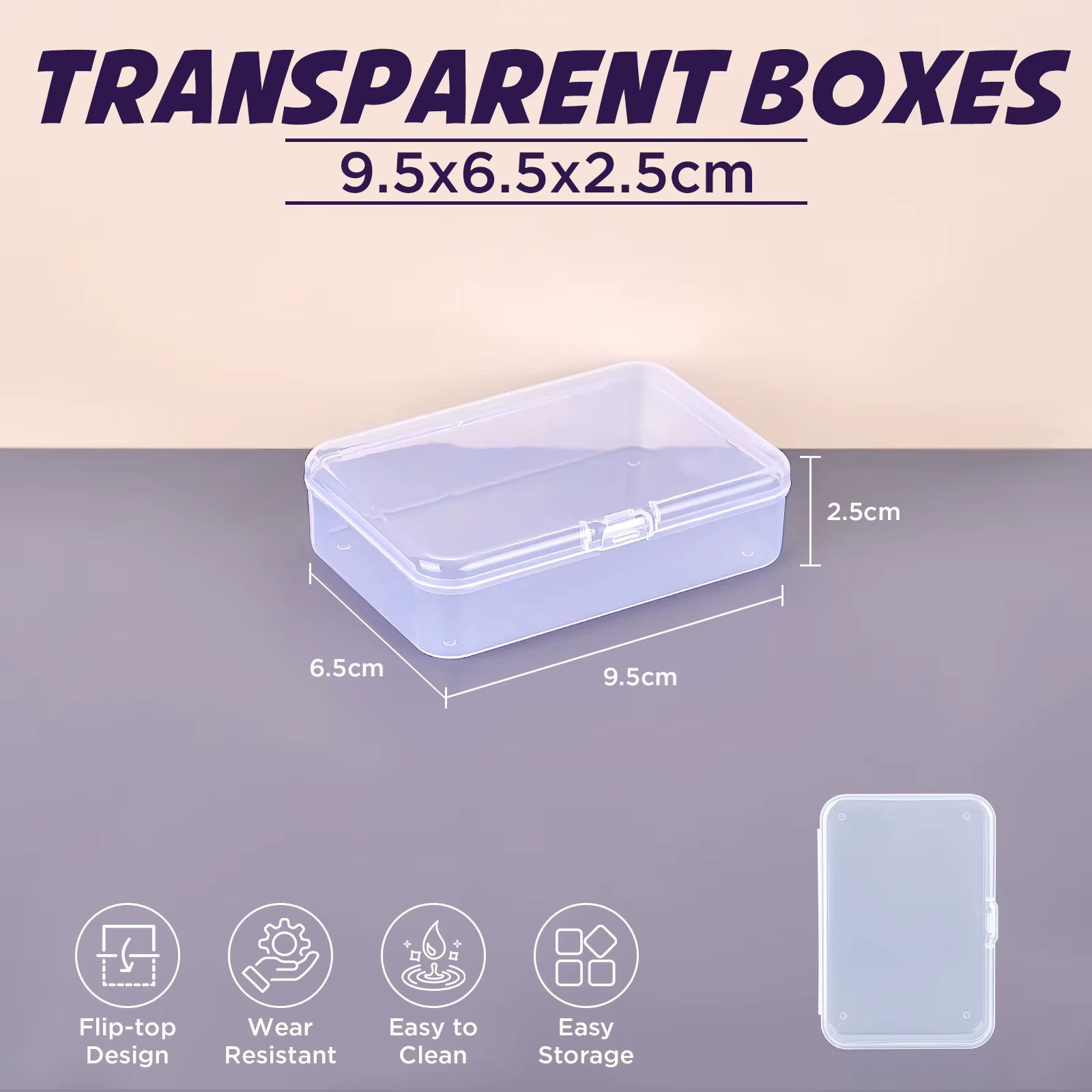 Petite Boîte de Rangement Rectangulaire en Plastique Polypropylène PP, Transparente, Emballage d'Éch