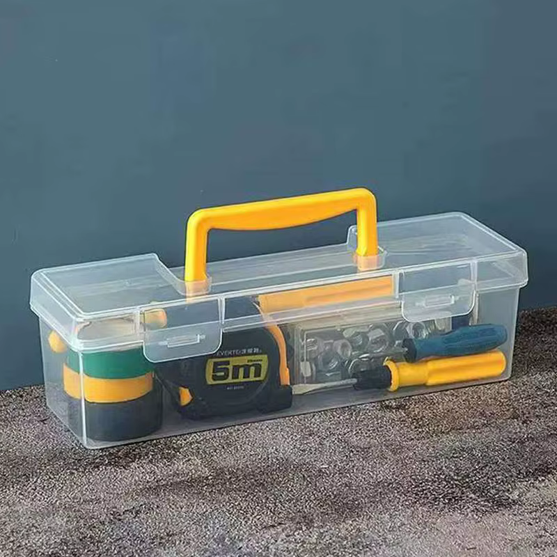 【Boîte à outils transparente vide, portable, grande capacité, en plastique, avec poignée, pour le ra