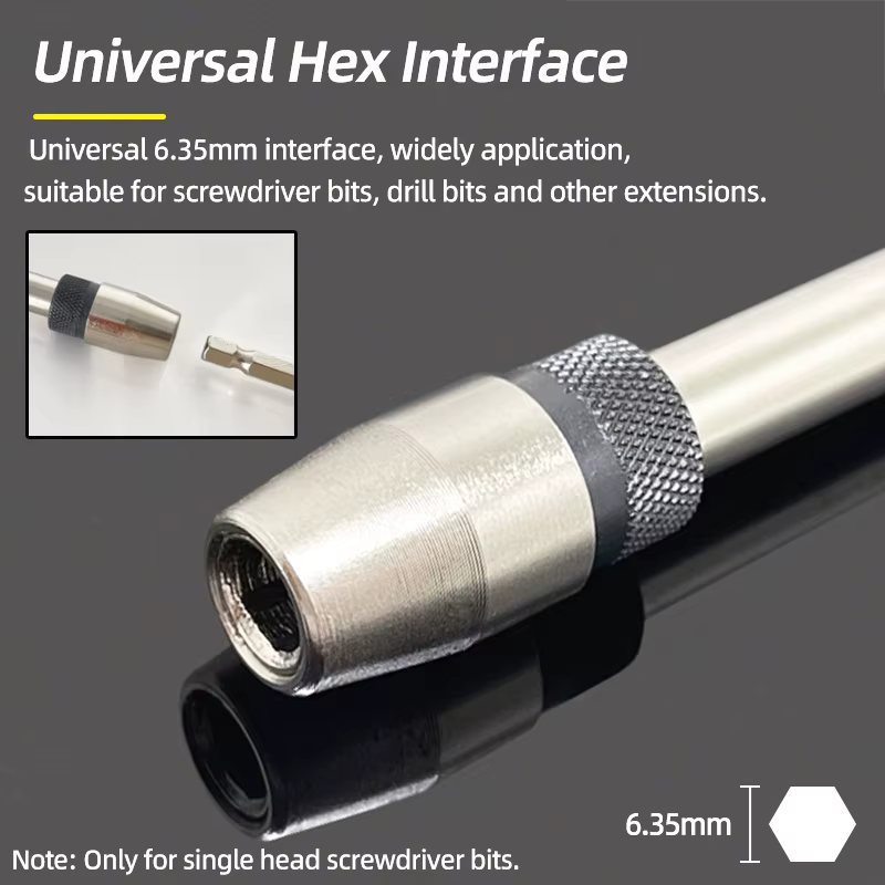 Adaptateur de support de douille de vis hexagonale 1/4, Extension de 6 tailles, tournevis magnétique