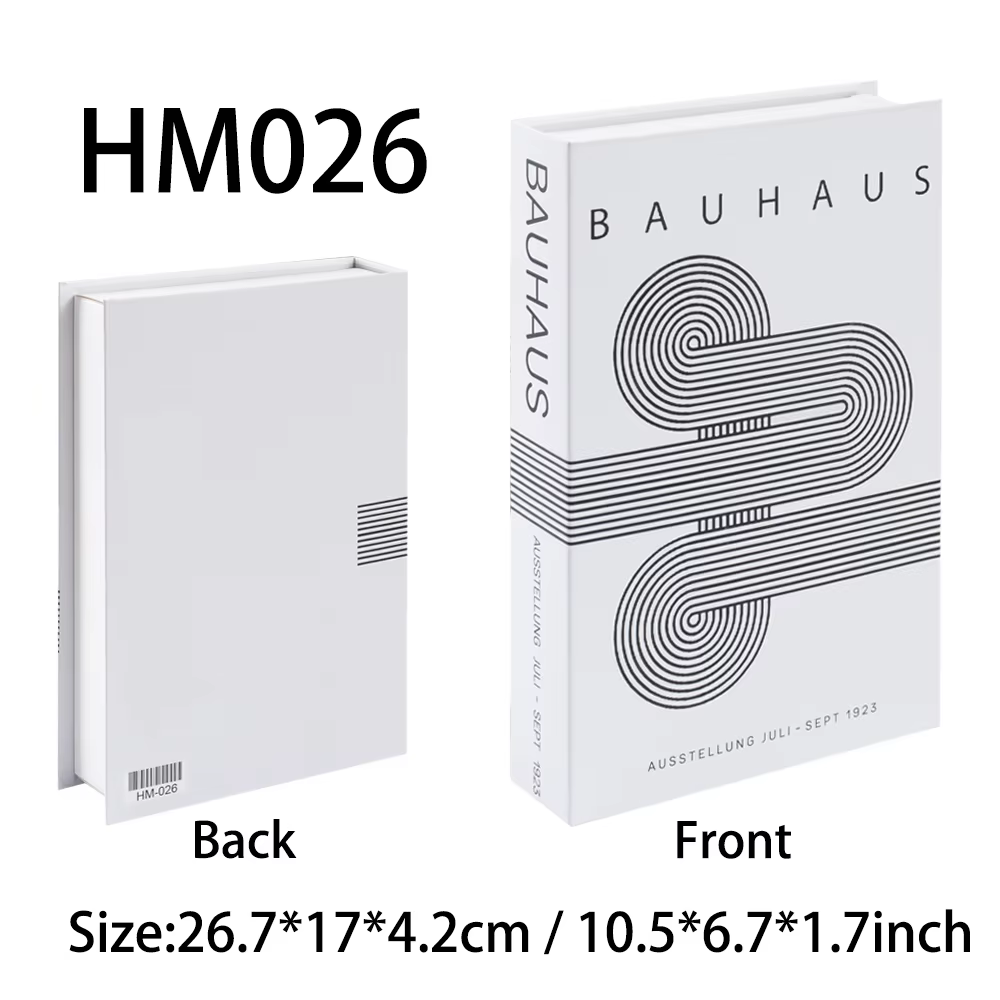 Boîte de rangement décorative de luxe en forme de faux livre Bauhaus pour la maison, avec livres sur