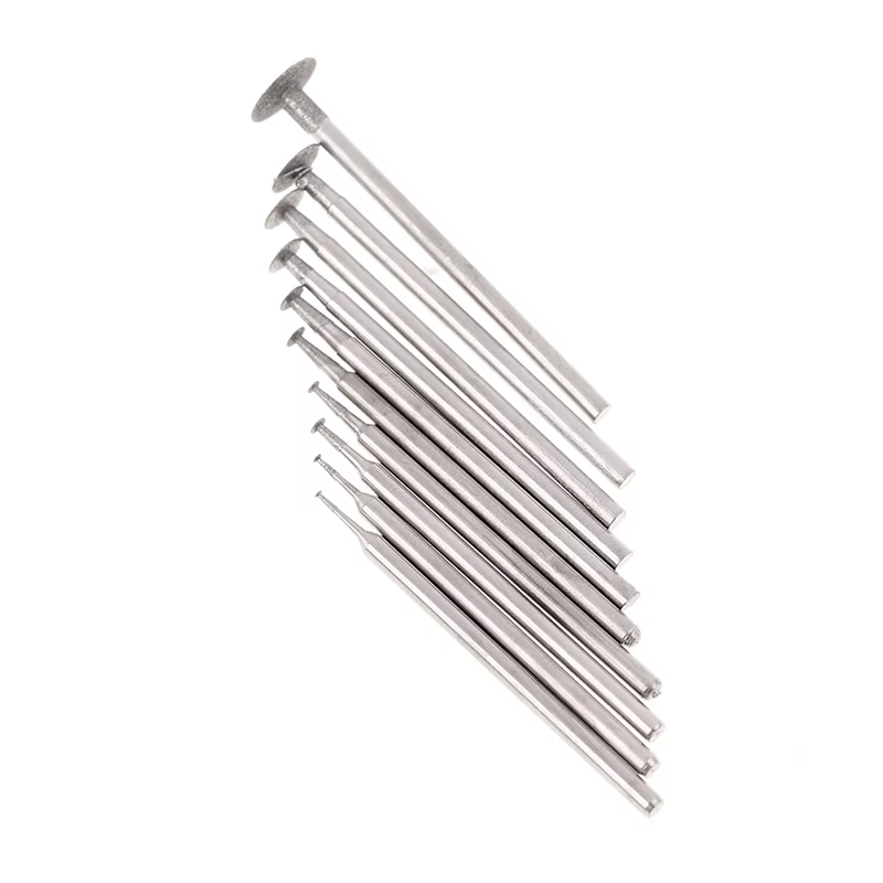 Tige de tête en T ultra-mince, accessoire de mèche de meulage, pierre pointue montée sur diamant, po