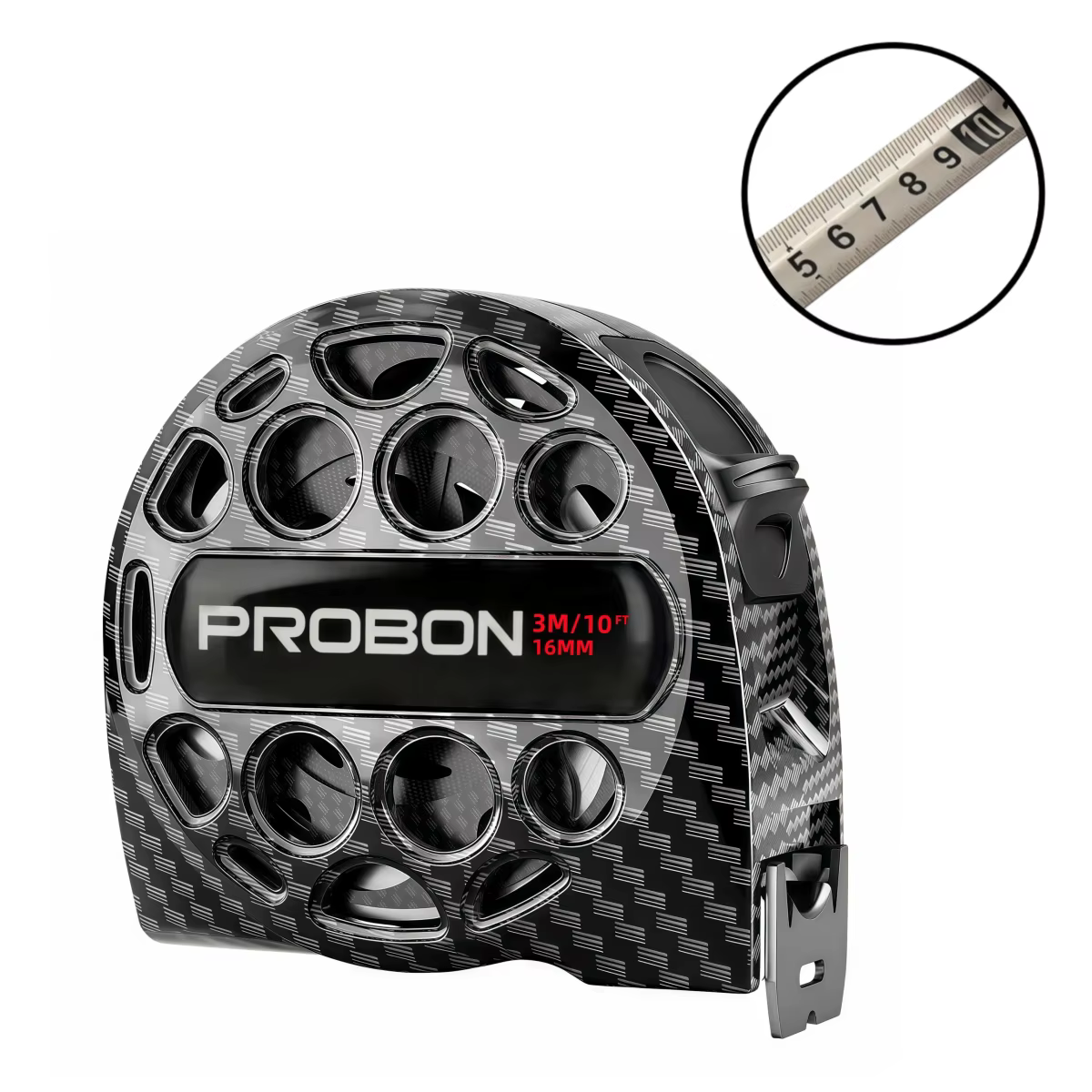Ruban à mesurer PROBON, métrique/imperial, haute précision, résistant à l'usure, design creux, outil