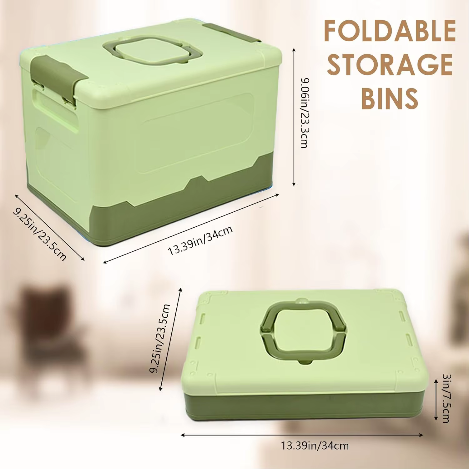 Boîte de rangement pliable avec couvercle, boîte à outils portable en plastique, conteneur de rangem