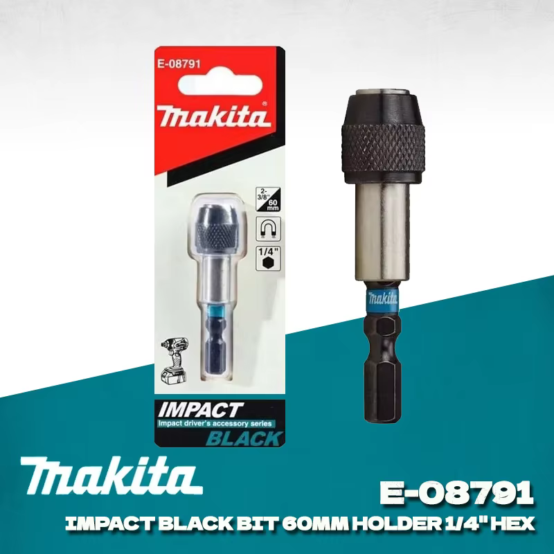 MAKITA E-08791 Impact noir Bit 60MM support 1/4 "poignée hexagonale manchon magnétique broche d'entr