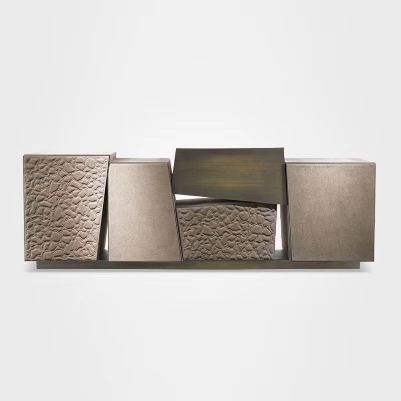 Armoire de Rangement au Design Géométrique Irrégulier, Buffet observateur, Entrée de Villa de Luxe, 