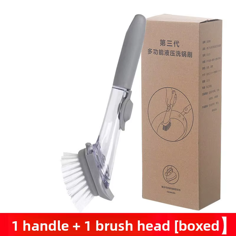 Brosse de nettoyage de cuisine 2 en 1, brosse à long manche avec distributeur d'éponge amovible, out