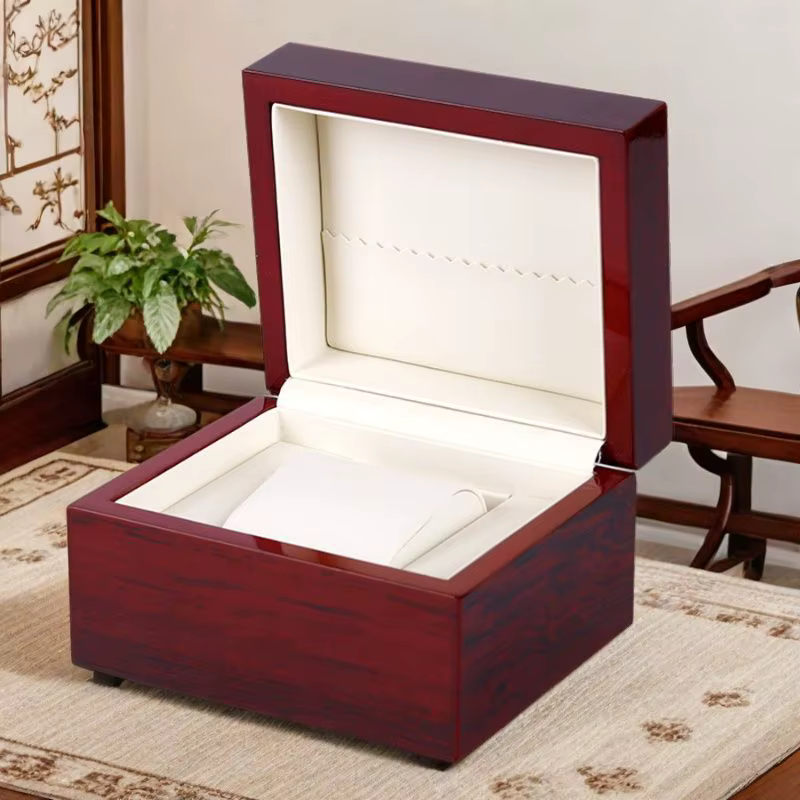 Boîte de montre laquée en bois massif de qualité supérieure, mallette de rangement de bijoux, tampon