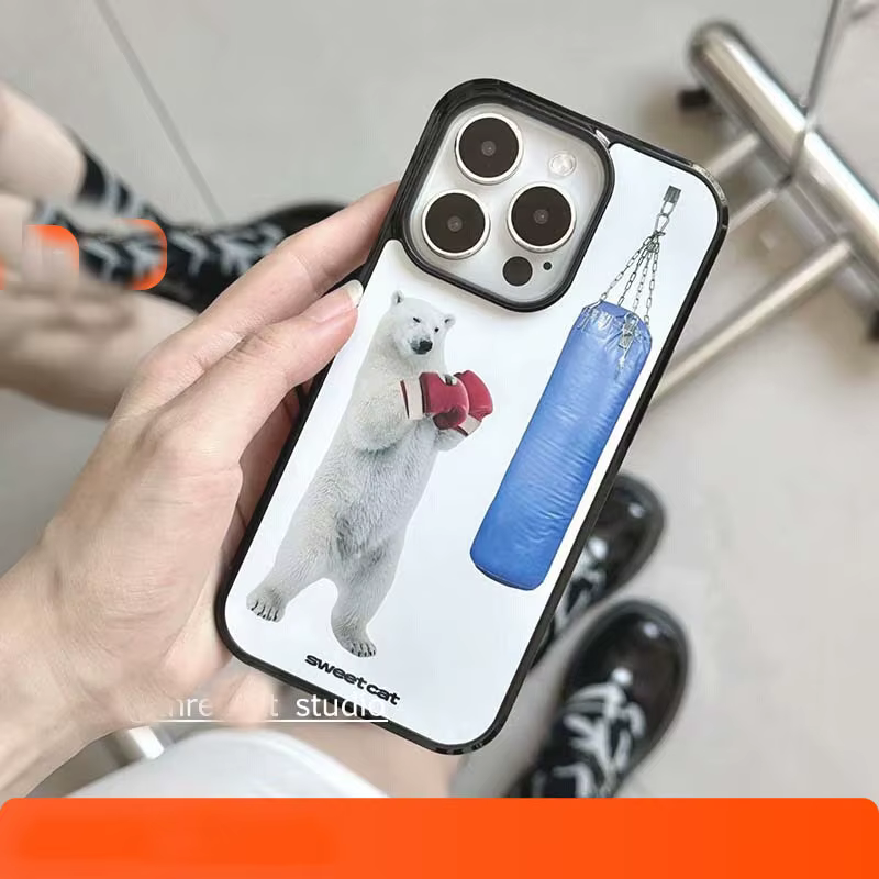 Ins coréen belle Boxer ours mode créative Simple coque de téléphone pour iPhone 16 15 14 13 12 11 Pr