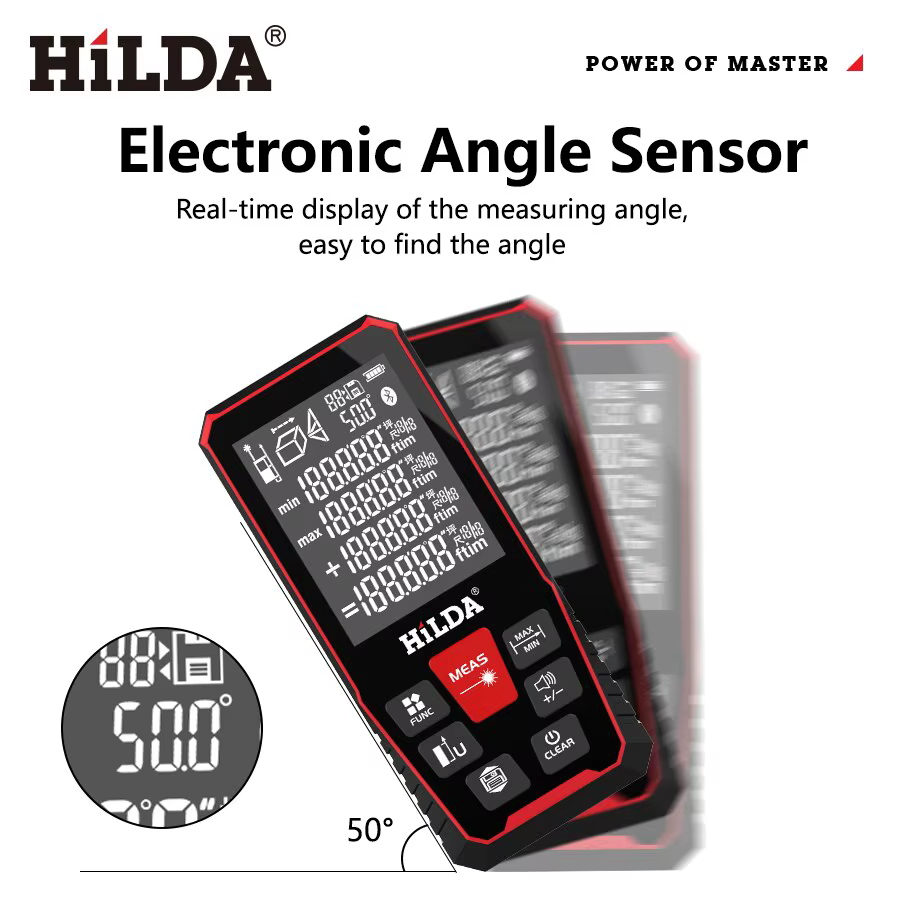 HILDA Laser Distance 50M/100M/120M Télémètre Profesional Mètre Laser Range Finder Règle Outil de Tes