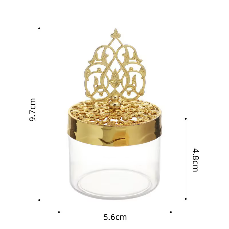 Boîte à bonbons ronde dorée pour mariage, fête, style moyen-oriental, célébration de festival, boîte