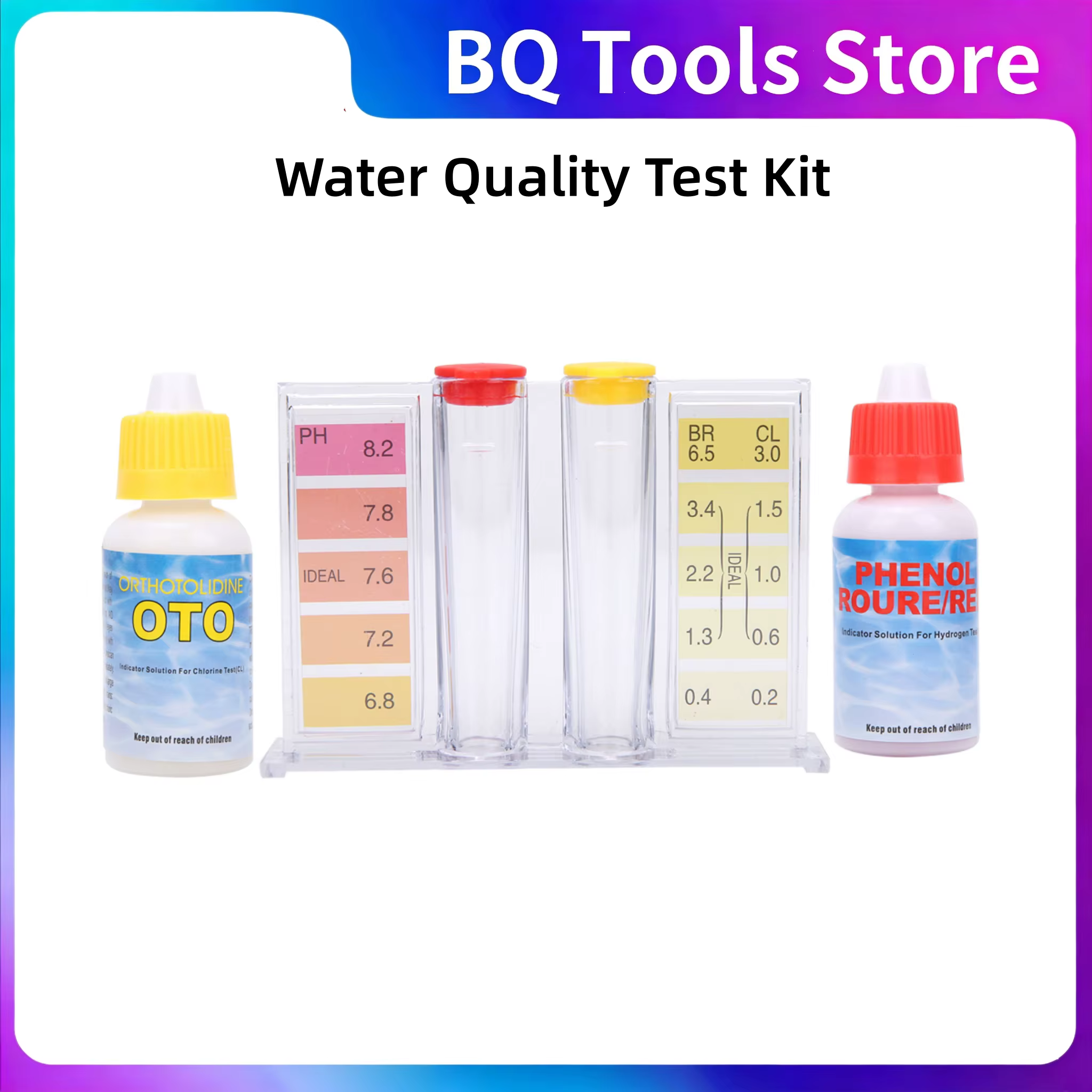 Kit de Test de qualité de l'eau de piscine PH OTO réactif de détection de chlore résiduel Kit de Tes