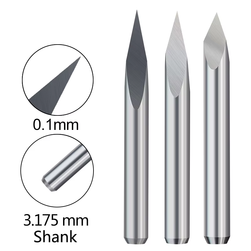 10 pièces CNC gravure peu 3 bord pyramide gravure Bits 3.175mm tige 20-90D carbure fin MillCNC route