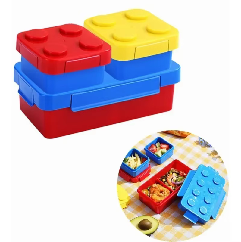 Blocs de construction pour enfants, boîte à déjeuner amusante, conteneur de stockage des aliments Be