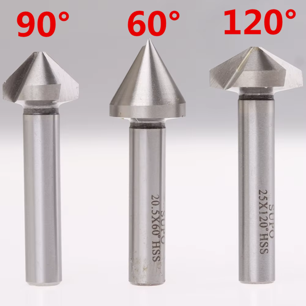 Nouveau 1 pièces 60/90/120 degrés fraise HSS chanfreinage métal fraisage outil 1 3 coupe-cannelure d