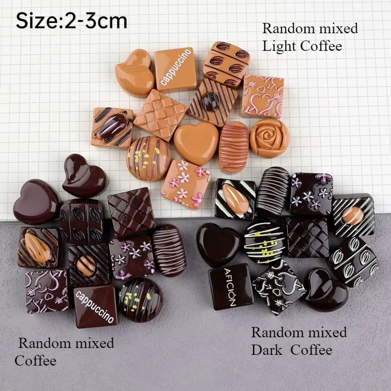 Pièces de décoration de bonbons au chocolat réalistes, grandes Cabochons à dos plat en résine pour S