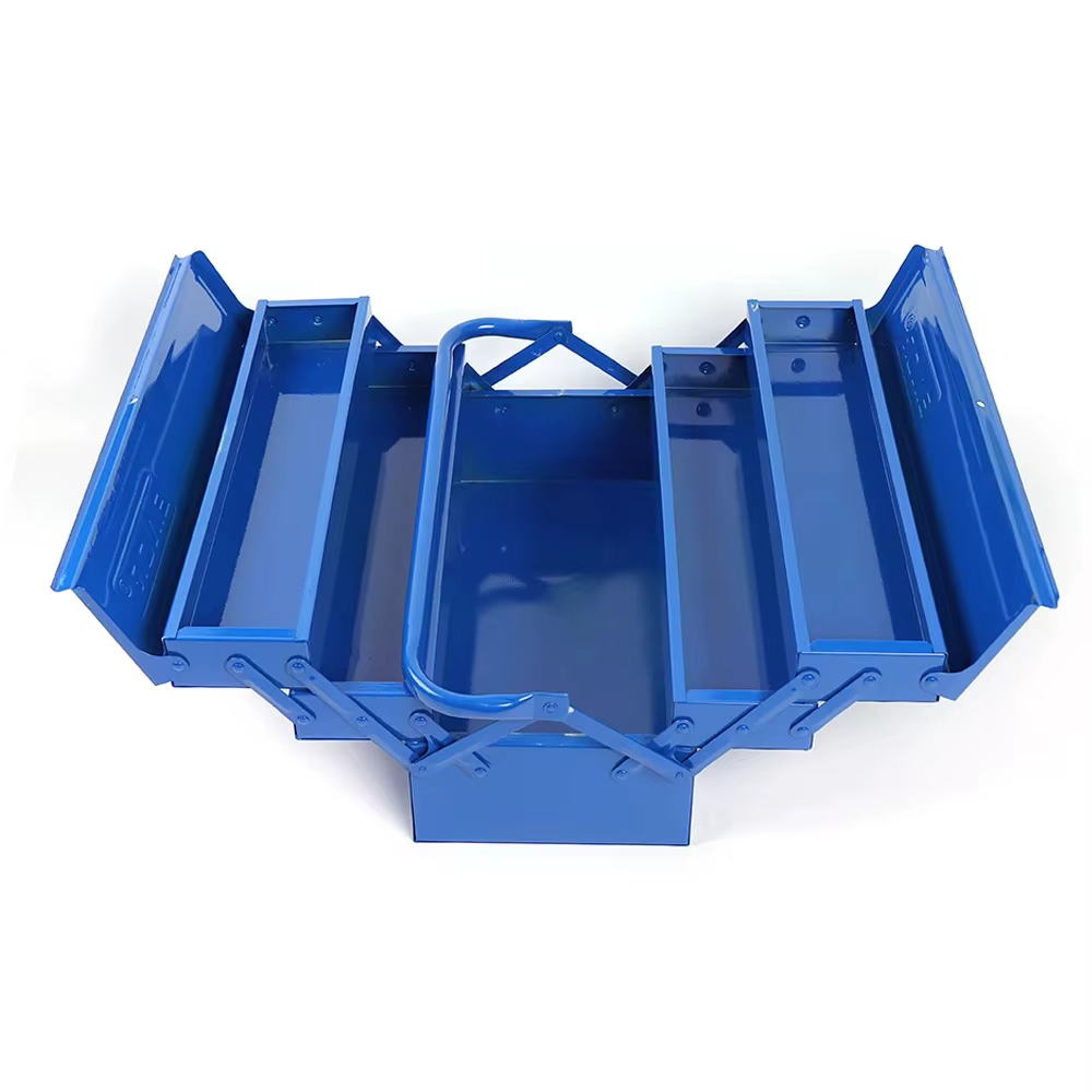 Boîte à outils métallique robuste à 2 niveaux pour rangement embarqué, coffre de réparation multifon