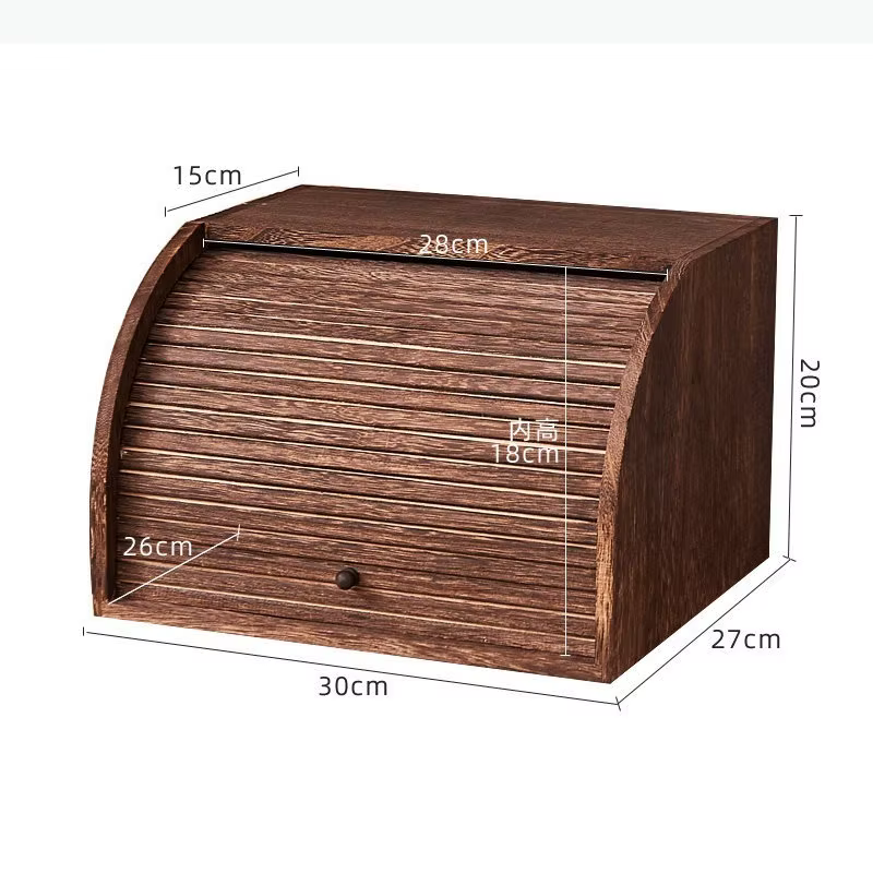 Meuble de rangement en bois massif anti-poussière avec porte à rideau coulissant, bac de rangement e