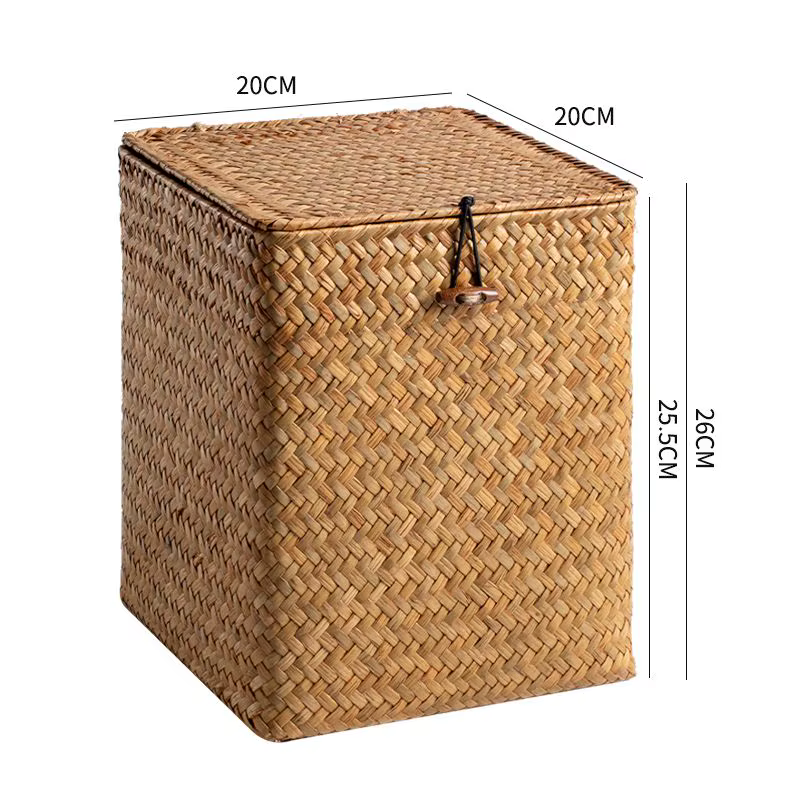 Panier de rangement d'herbe, paniers de rangement tissés, panier décoratif de grande capacité pour c
