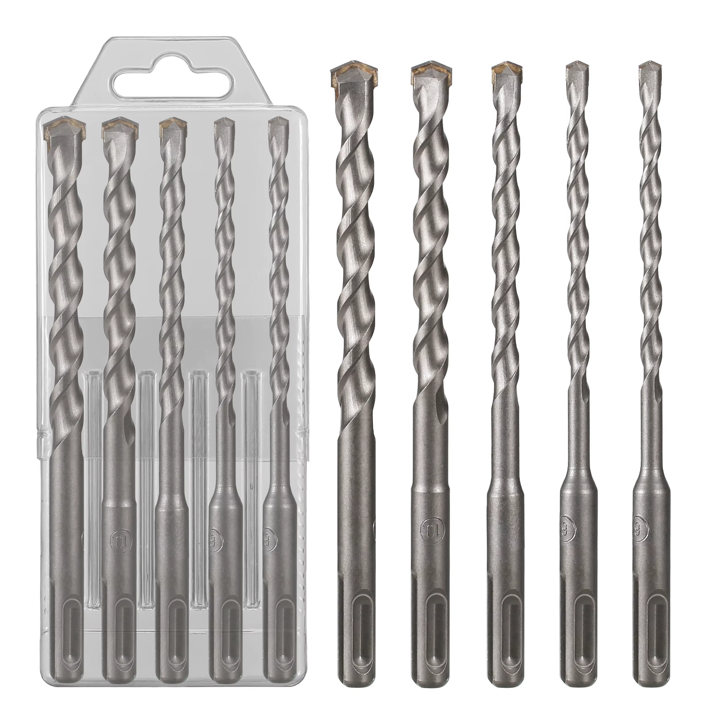 Jeu de forets en carbure à distance avec marteau électrique, tige SDS PLUS, 6mm, 6mm, 8mm, 10mm, 12m