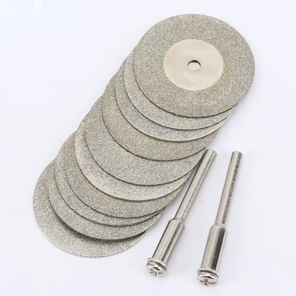 Disques de coupe diamantés 30mm, Mini lame de scie coupée avec 2 pièces de connexion de tige de 3mm 