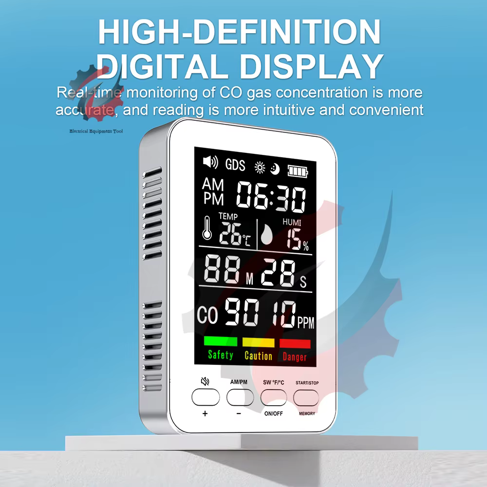 Détecteur de CO multifonction portable avec dos magnétique, moniteur en temps réel du niveau de CO,