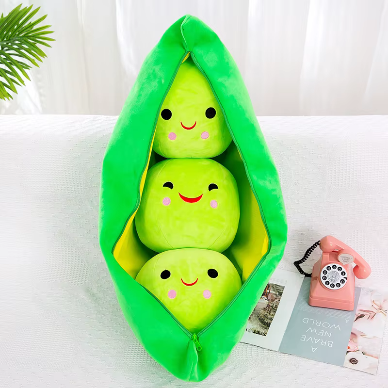 Peluche créative en forme de gousse de pois, poupée amusante en forme de haricot néerlandais, cadeau