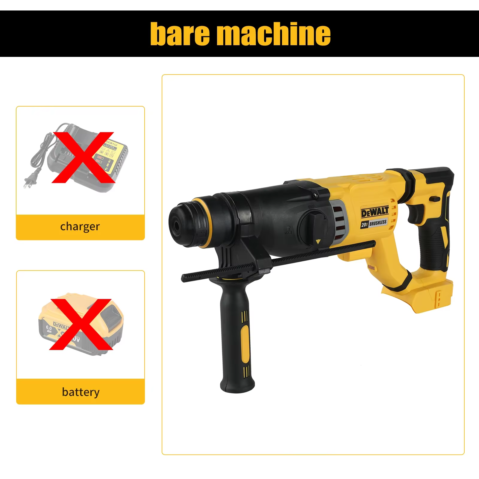 Marteau perforateur rotatif sans fil DEWALT SDS, 3 modes, pour béton, mur, métal, bois, poignée en D