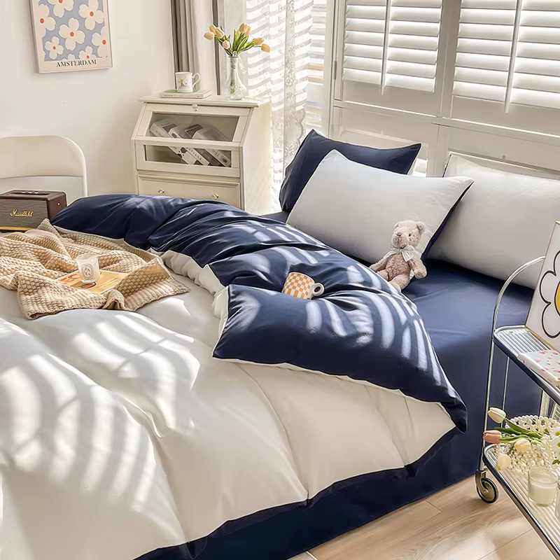 Housse de couette moderne bicolore, simple et élégante, réversible, confortable et respirante, pour