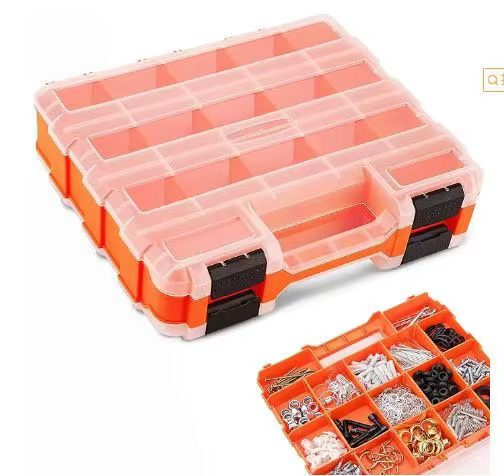 Boîte à outils à 2 côtés, organisateur en plastique, mallette de rangement de petites pièces, boîte 