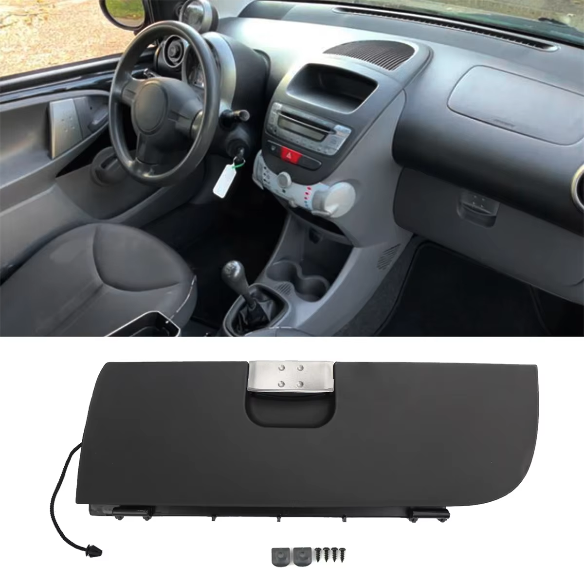 Couvercle de boîte à gants de voiture gris noir, pour Peugeot 107 Toyota AYGO citroën C1 2005 – 2015