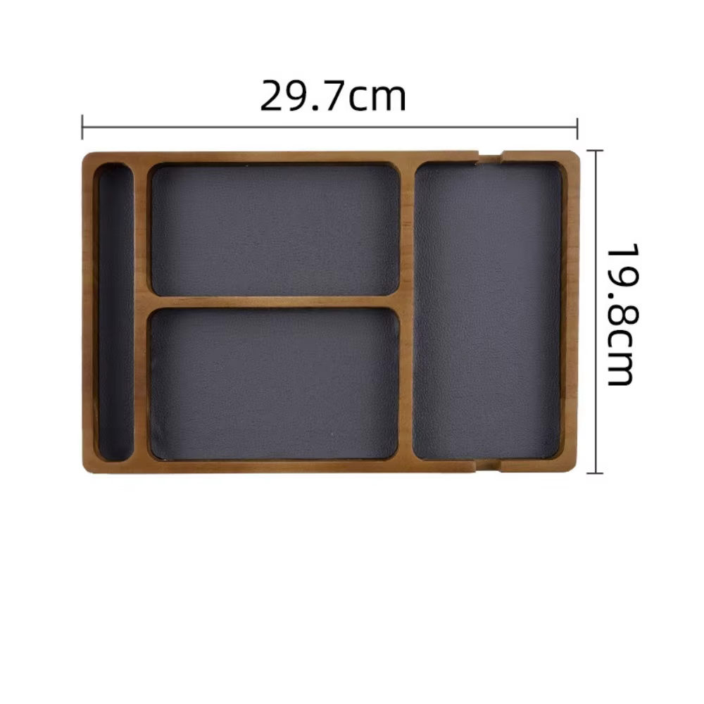 Boîte d'organisation de rangement de bureau en bois avec compartiments pour lunettes, écouteurs de t