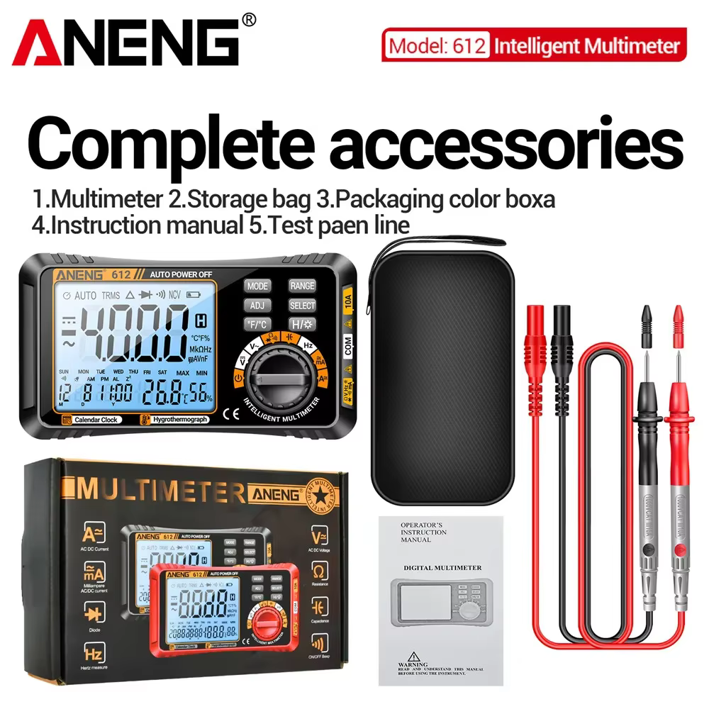 Multimètres numériques 3 en 1 ANENG 612, outils de mesure intelligents professionnels de courant AC/
