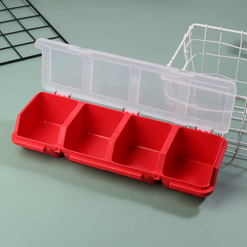 Boîte de rangement de pièces 1 pièce, boîte de rangement de vis en plastique avec 4 compartiments, c