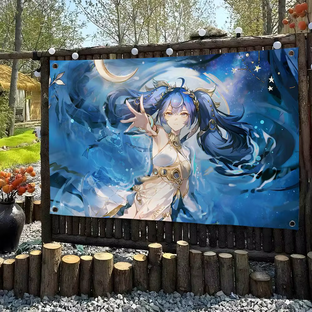 Wuthering Waves Iuno Flags – bannière artistique murale personnalisée, pour chambre à coucher, maiso