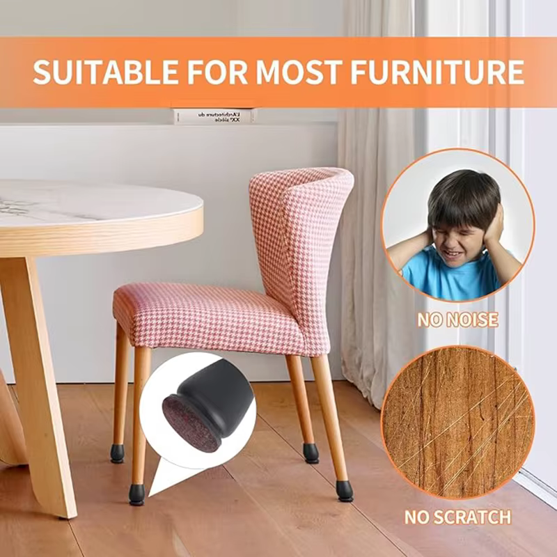Protecteur de sol pour pieds de chaise, 8 pièces, couvre-pieds en feutre 15 °   Diagonal avec coussi