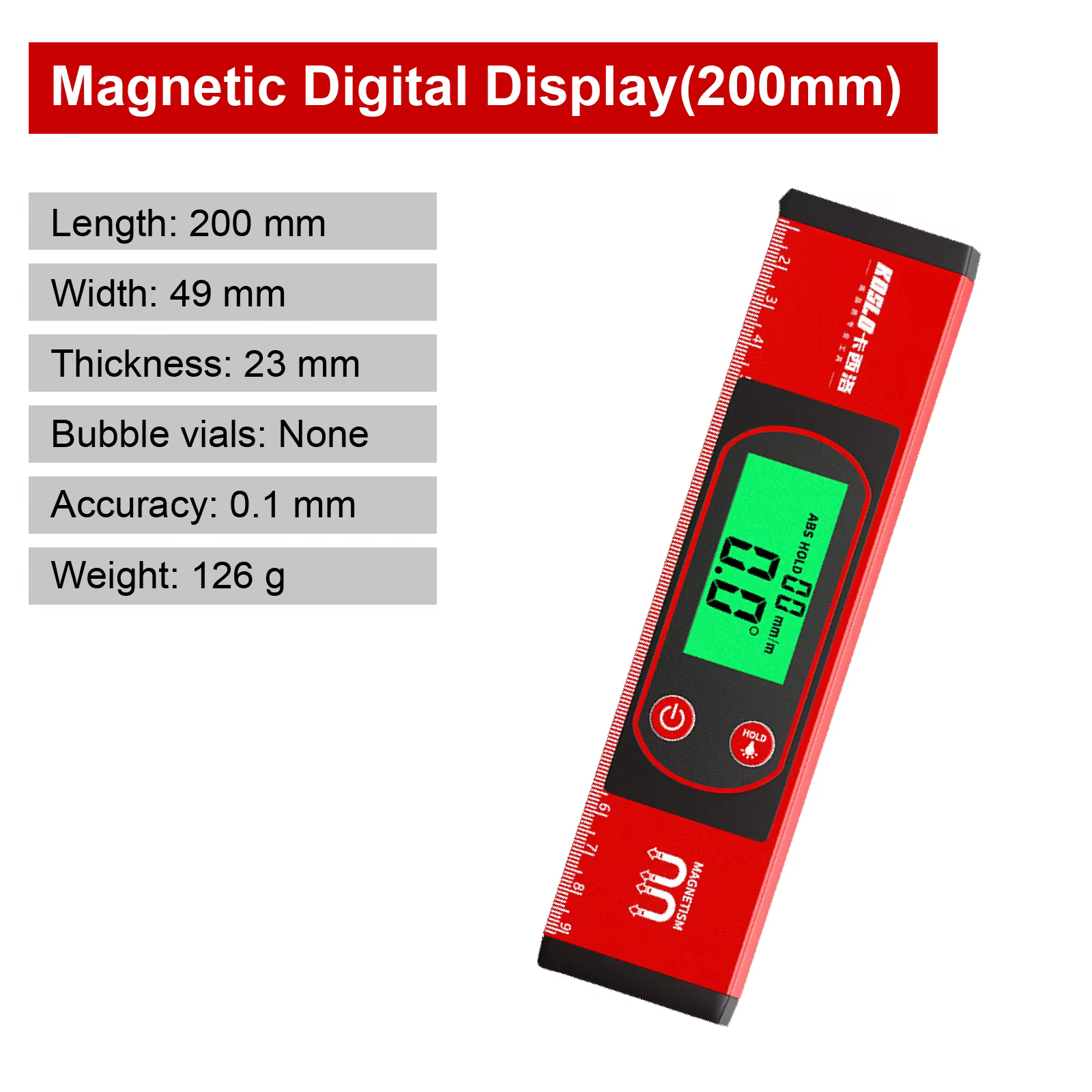Niveau Laser Magnétique Ligne Croisée Écran LCD Rétroéclairé Numérique Bulle Double Axe Aimant Puiss