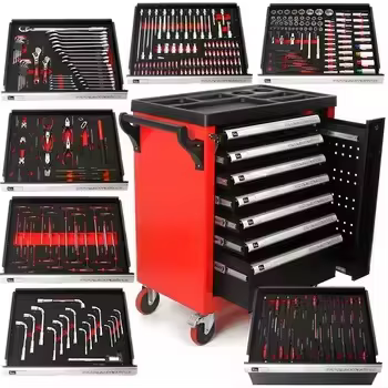 258 pièces ensemble d'outils mécaniques coffre armoire à outils boîte à outils système de rangement 