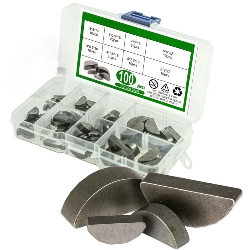 Assortiment de clés en acier au carbone, 100 pièces, attaches d'entraînement à arbre demi-lune métri