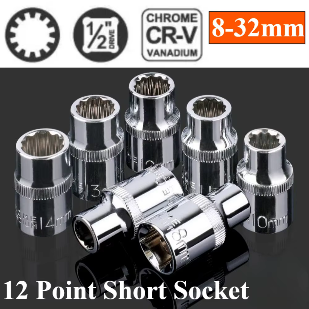 Jeu de douilles courtes à 12 points, clé à cliquet à entraînement 1/2 ", 8-32mm, jeu de douilles à 1